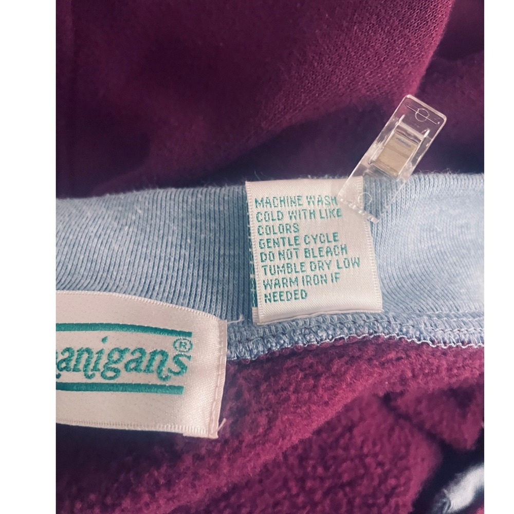 Vintage Embroidered Jog Set Size 1X Straight Leg Wine Cottagecore Fall Cozy Warm - Picture 8 of 15